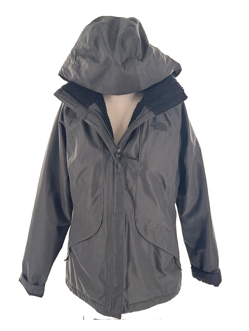 The North Face Black Sherpa Fleece Lined Hooded Parka Jacket Womens Gorpcore S